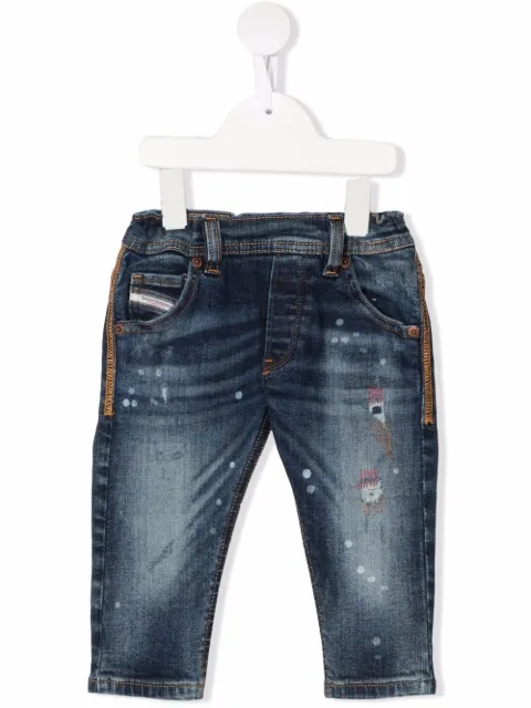 Diesel Kids distressed-effect paint-splatter jeans