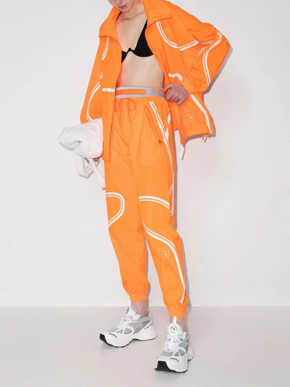 Adidas By Stella Mccartney High Waist Recycled Polyester Track Pants In Orange