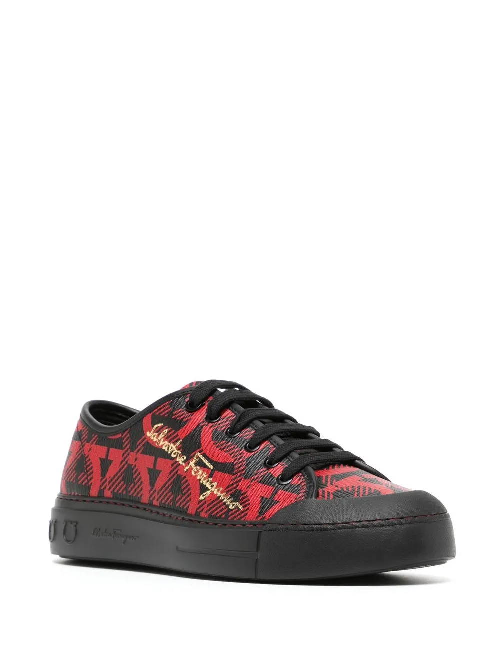 Ferragamo Gancini logo-top sneakers Red