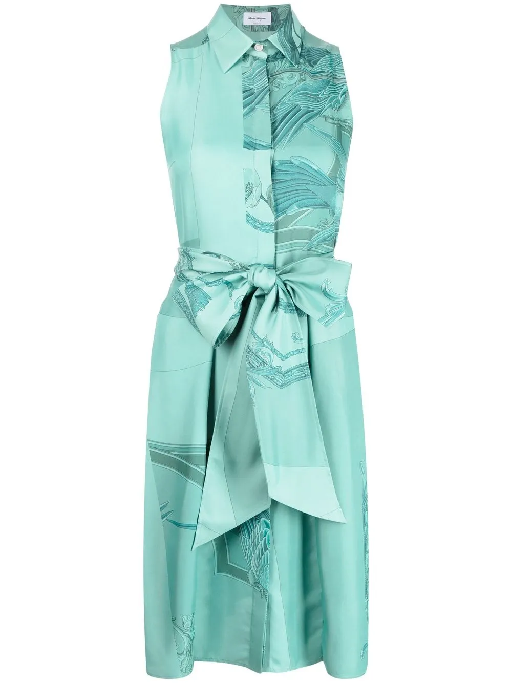 heritage-print sleeveless shirt dress