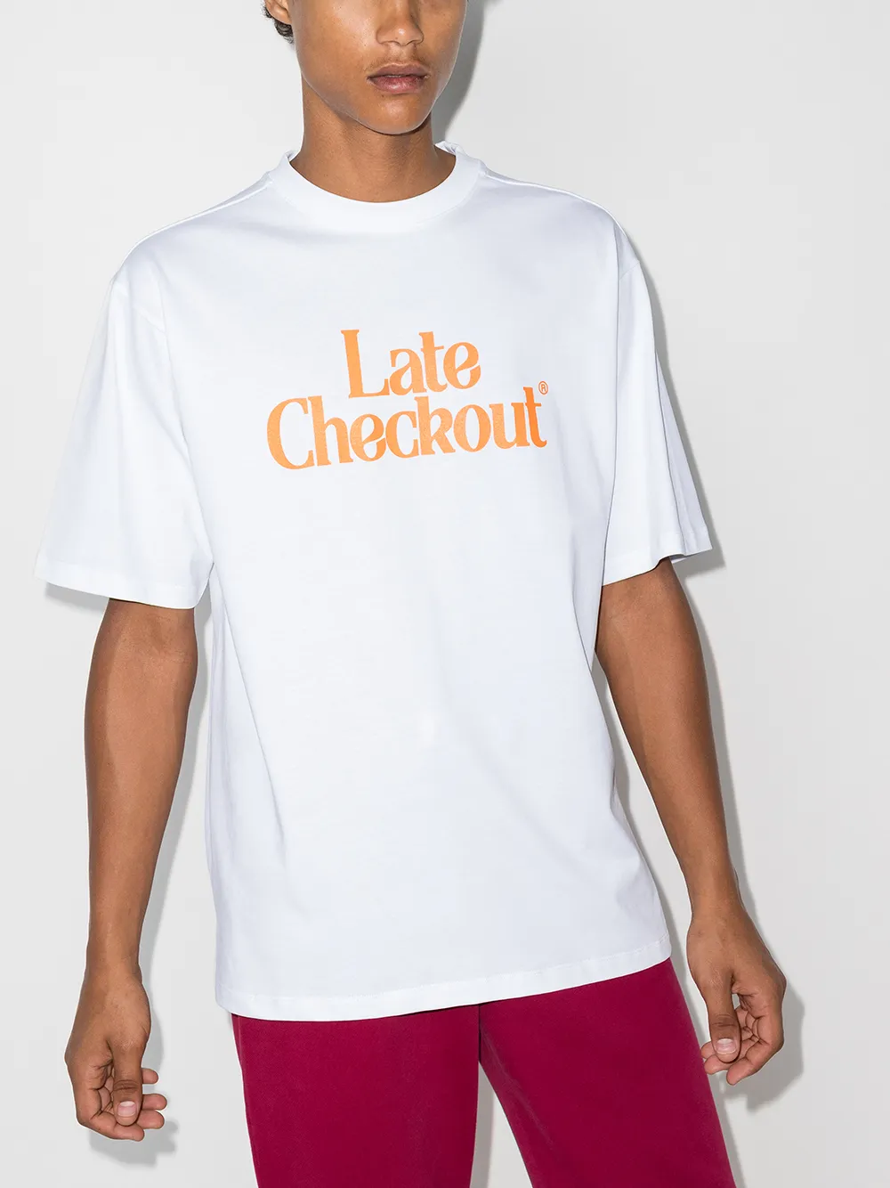 Late Checkout T-shirt met logoprint - Wit