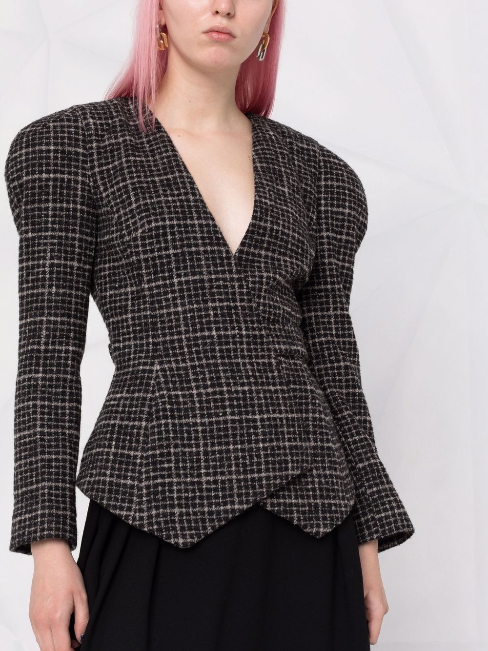 фото Ulyana sergeenko check wrap-style blazer