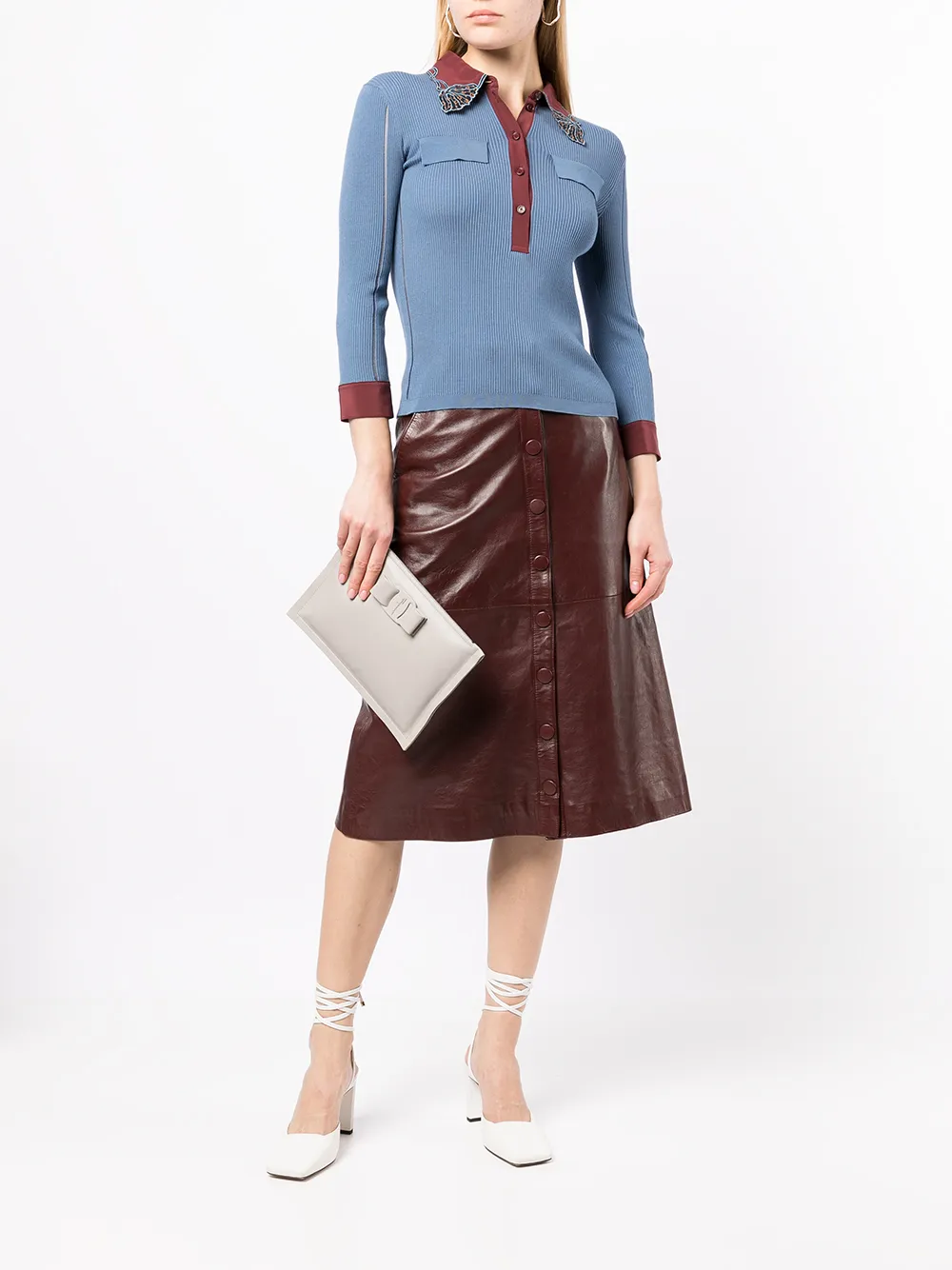 Ferragamo Clutch met logoplakkaat - Grijs