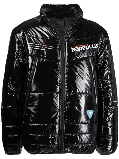 AAPE BY *A BATHING APE high-shine logo-print puffer jacket Men