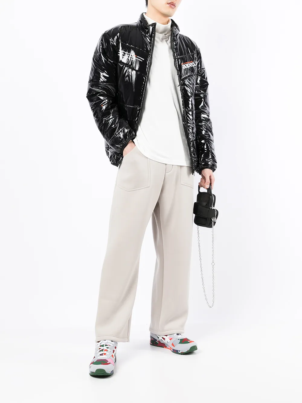 Daily paper core puffer jacket hot sale black holographic