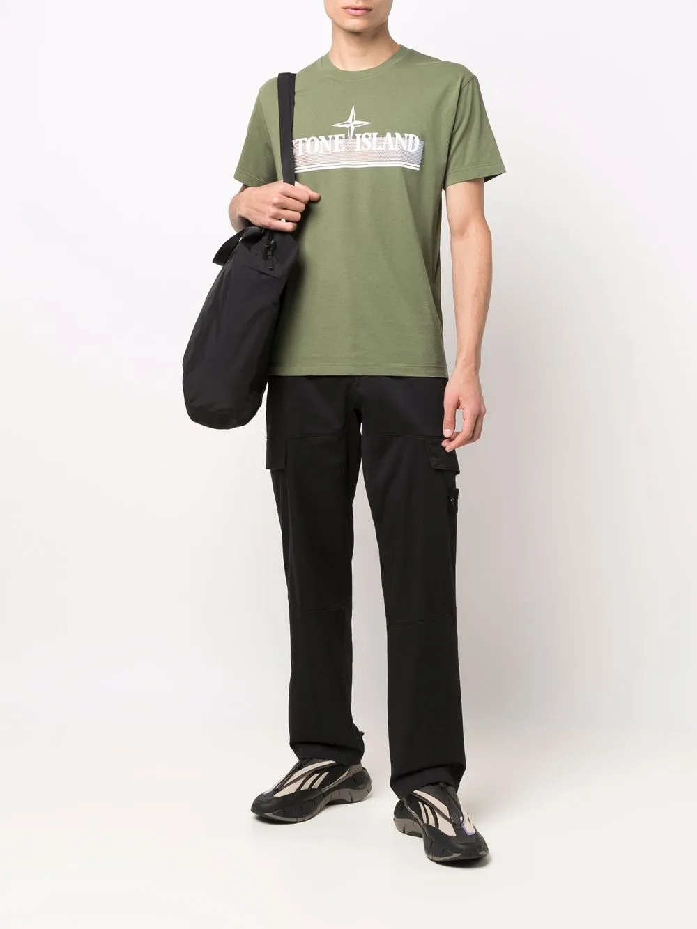 Stone Island T-shirt met logoprint - Groen