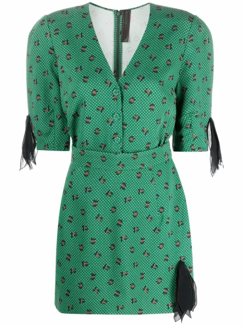 Ulyana Sergeenko printed V-neck minidress