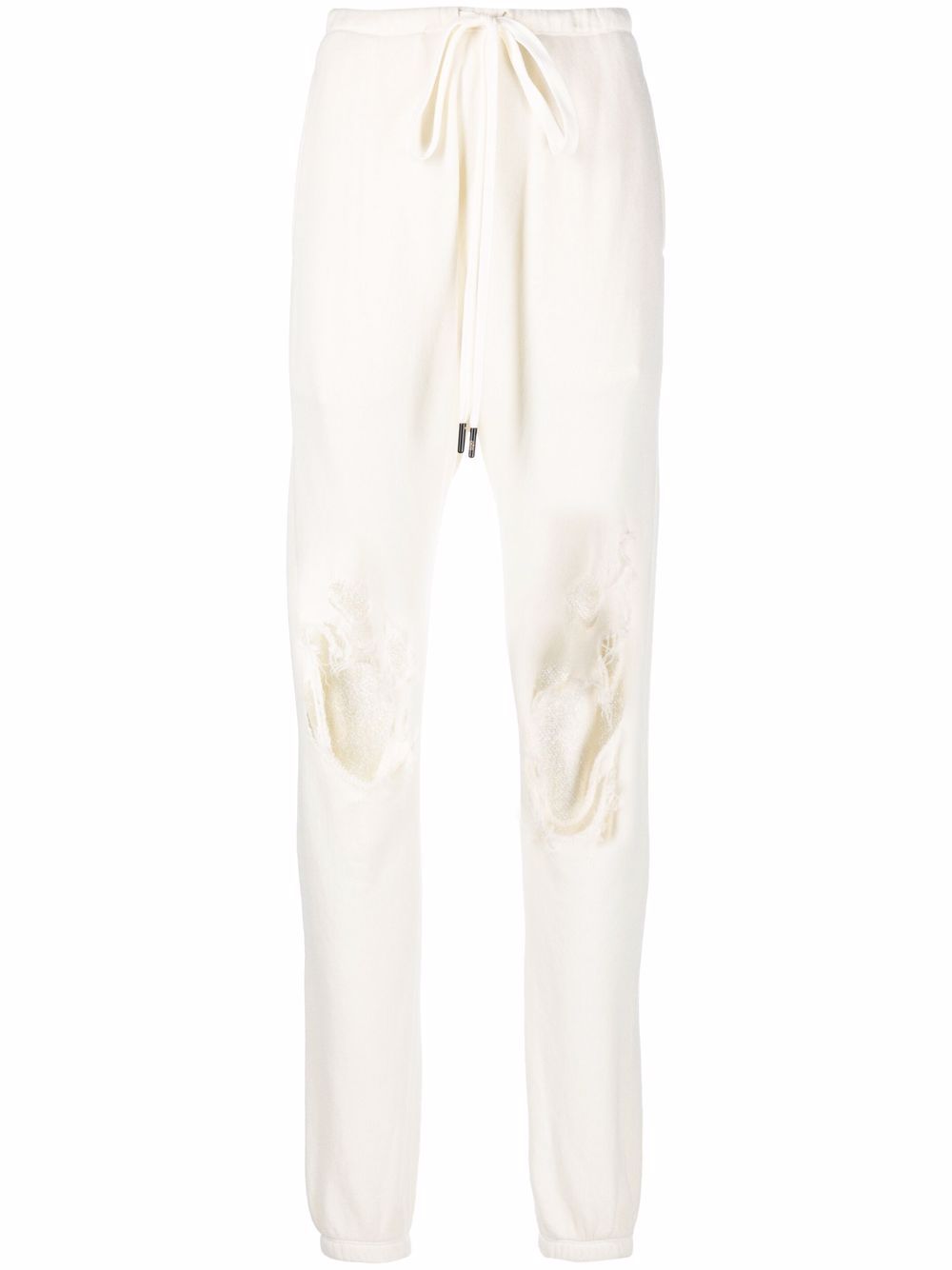 

R13 drawstring waist distressed track pants - White