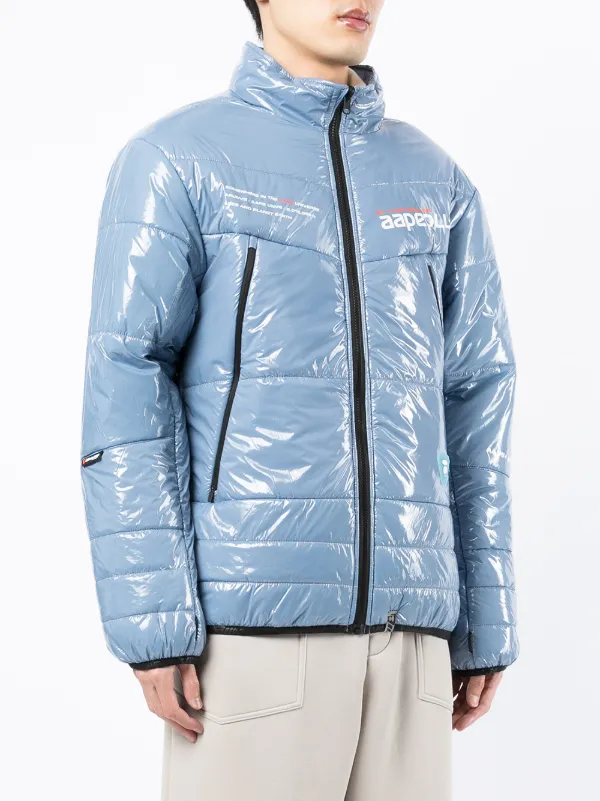 Blue high shine puffer jacket sale