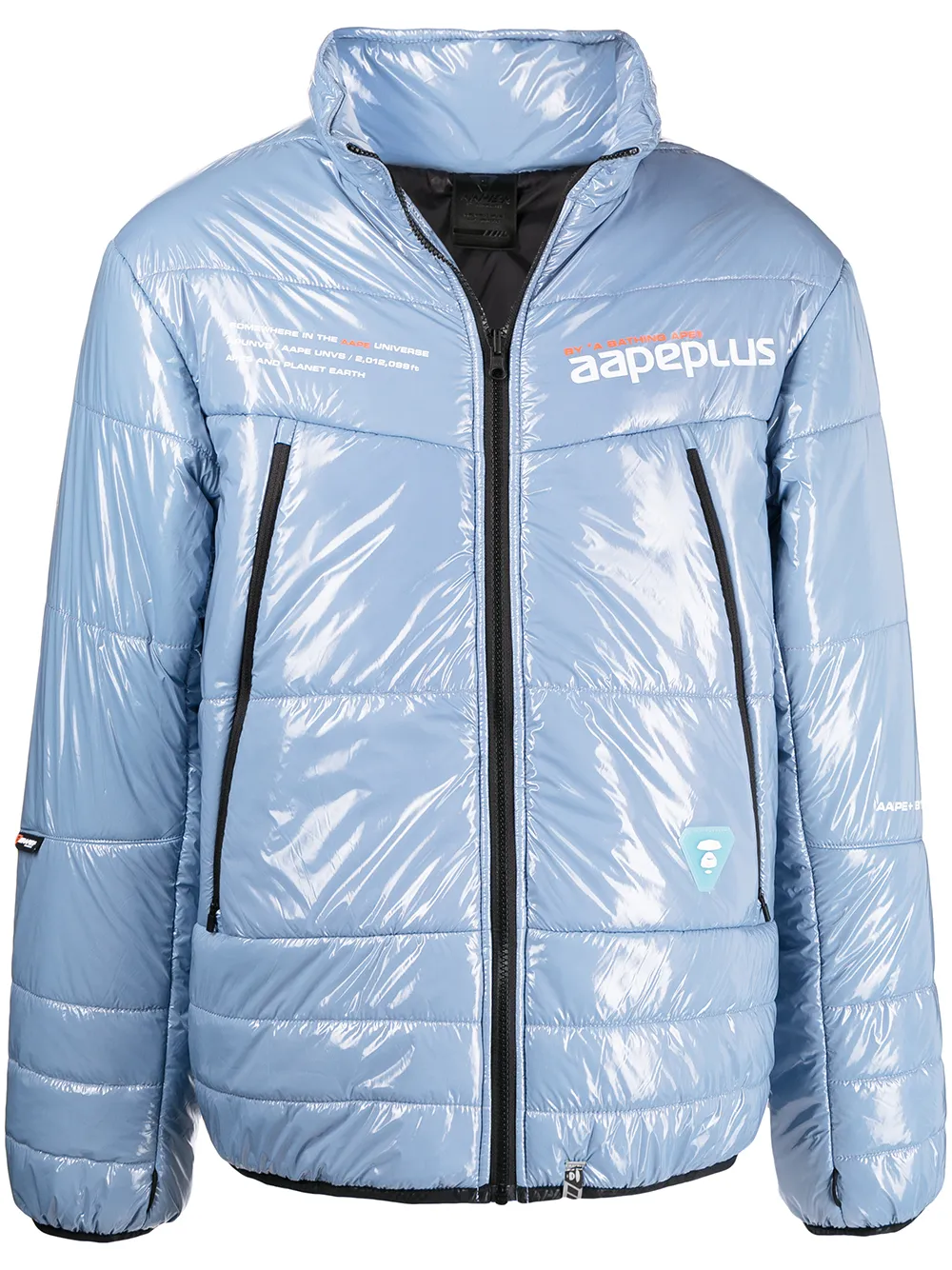 

AAPE BY *A BATHING APE® chamarra capitonada brillante con logo - Azul