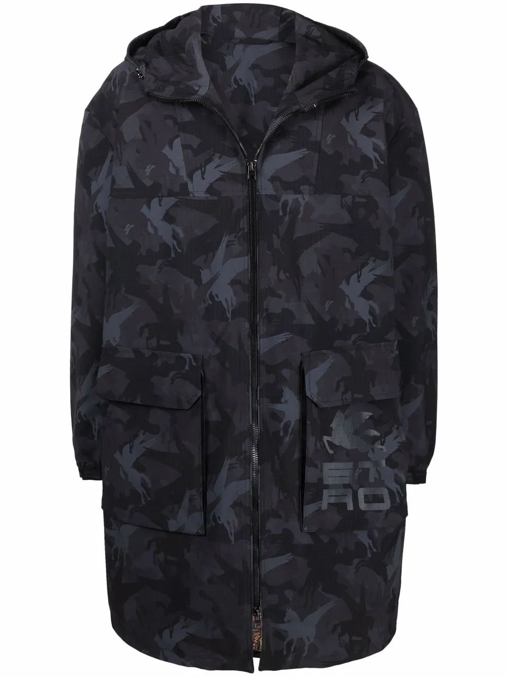 

ETRO parka con capucha y estampado militar - Negro