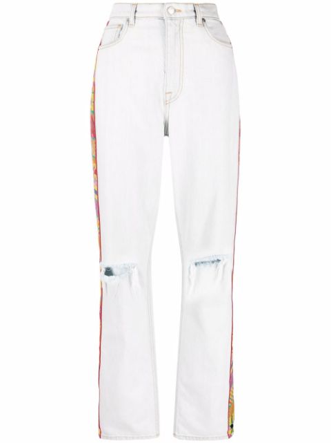 ETRO embroidered-trim straight-leg jeans Women