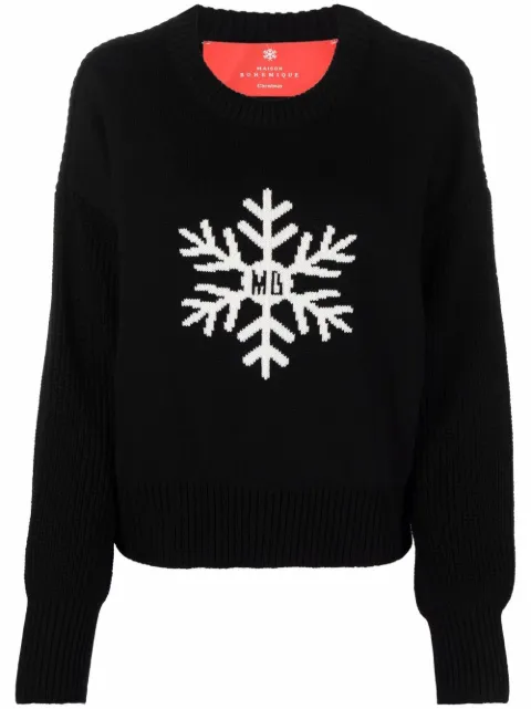 Maison Bohemique snowflake intarsia-logo knit jumper