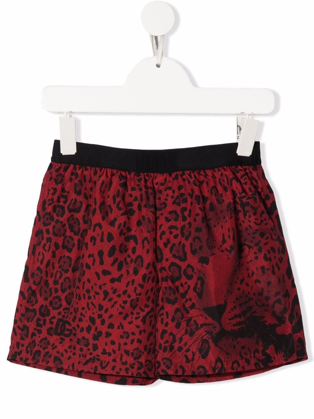 dolce & gabbana kids short de bain à imprimé léopard - rouge