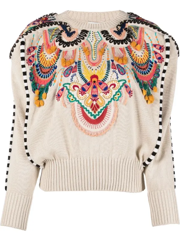 embroidered sleeve jumper