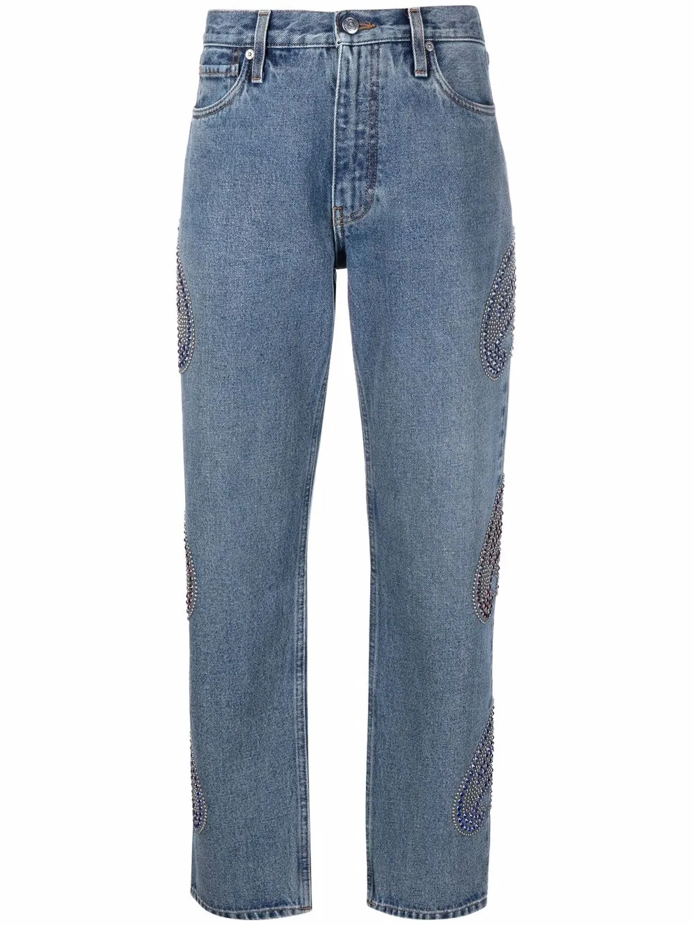 Cheap ETRO rhinestone-embellished paisley jeans Women