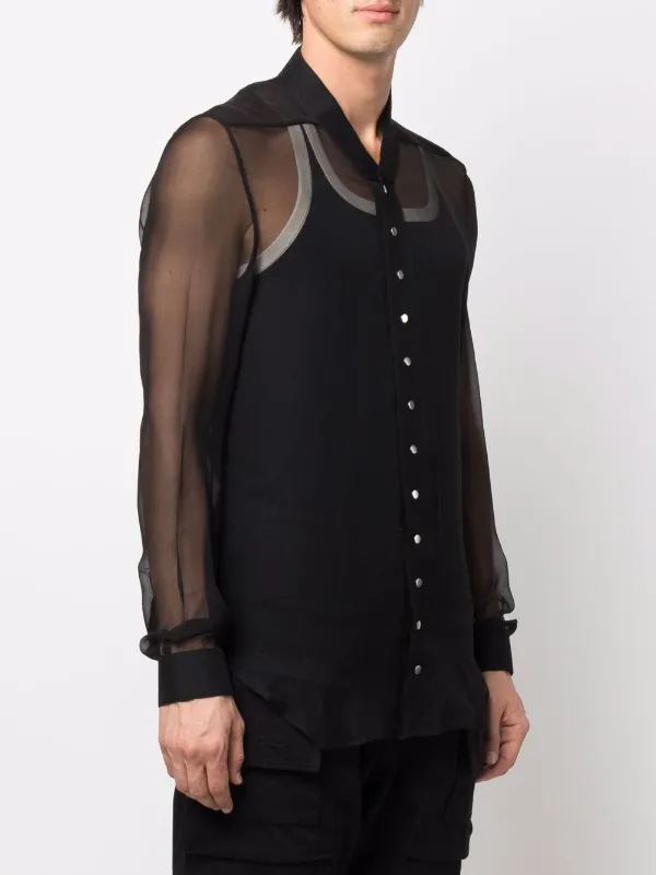 Shop Rick Owens see-through silk shirt 