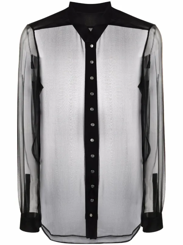 Shop Rick Owens see-through silk shirt 