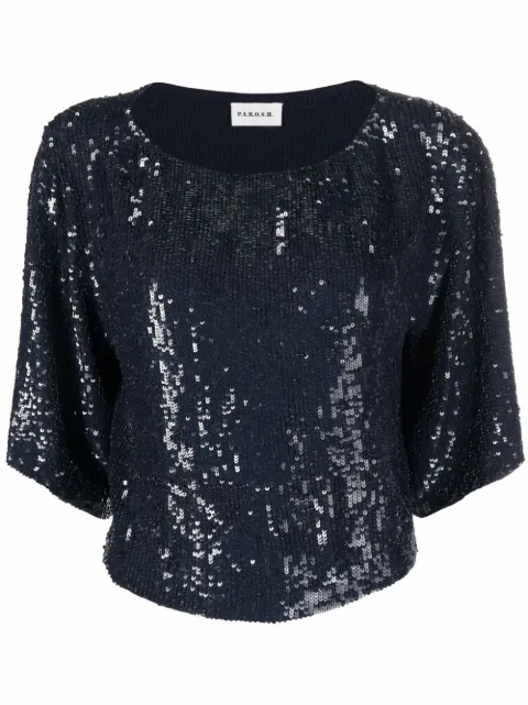 P.A.R.O.S.H. blusa corta bordada con lentejuelas