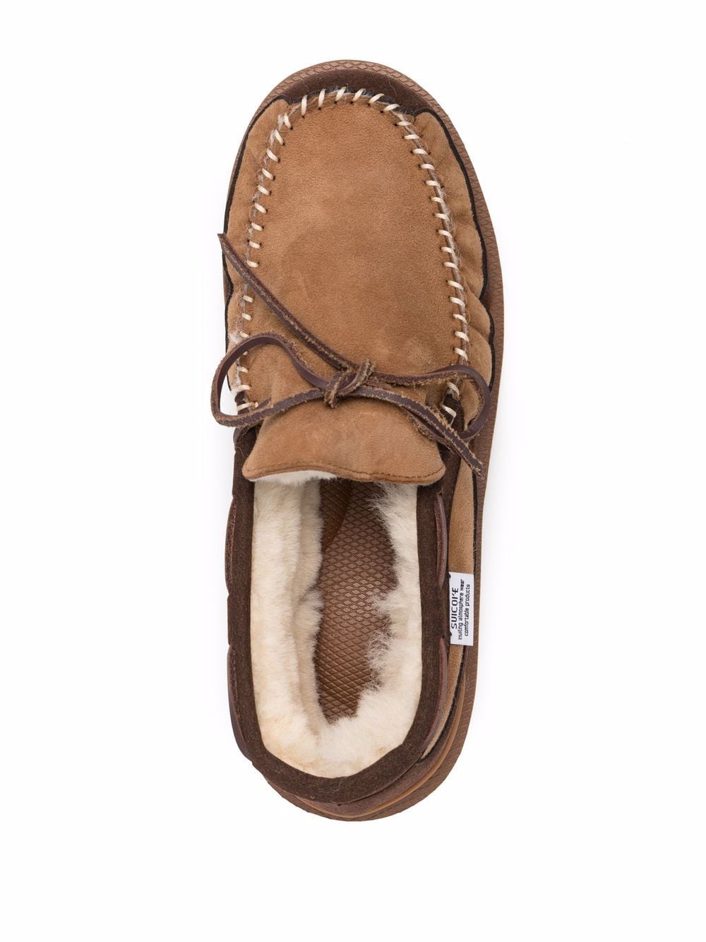 Shop Suicoke Fur-lined Suede Loafers In Braun