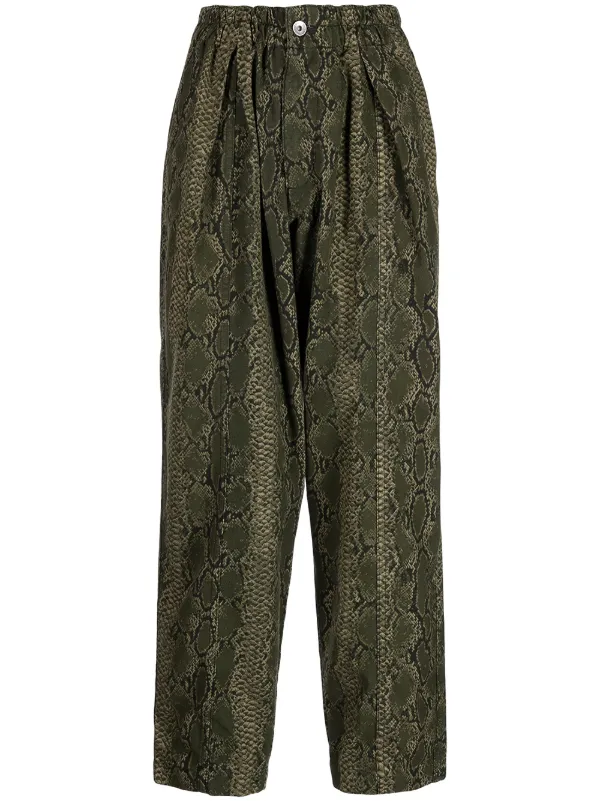 YMC Sylvian snake-print Trousers - Farfetch