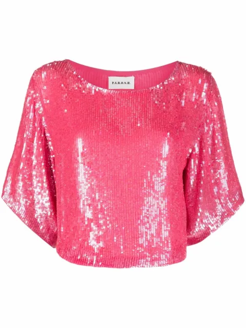 P.A.R.O.S.H. sequined cropped blouse
