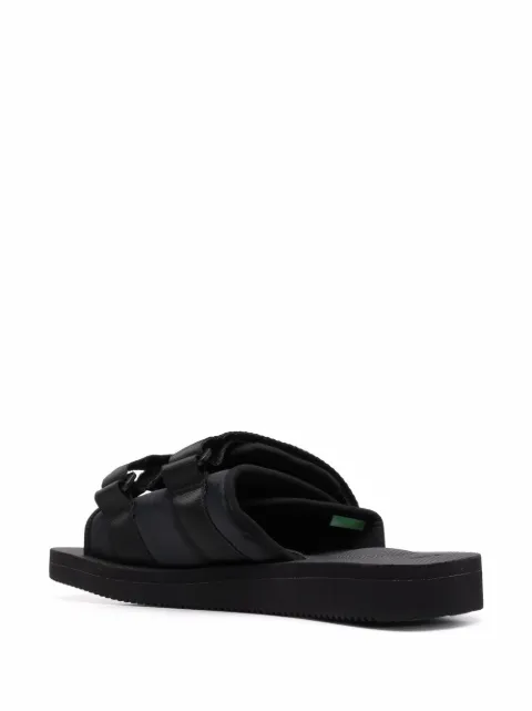 black double strap sliders