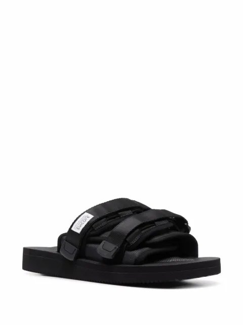 black double strap sliders