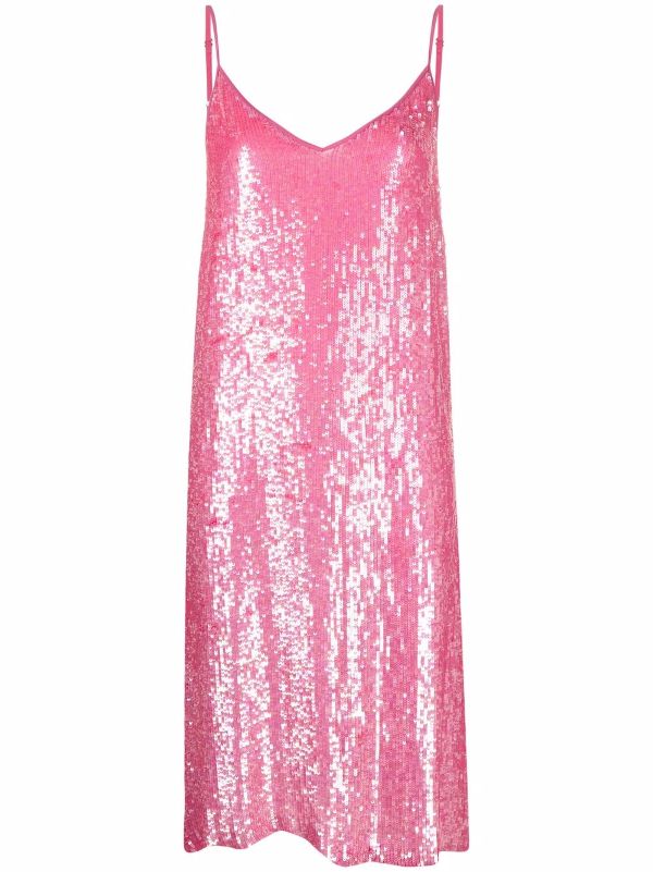 pink sequin slip dress