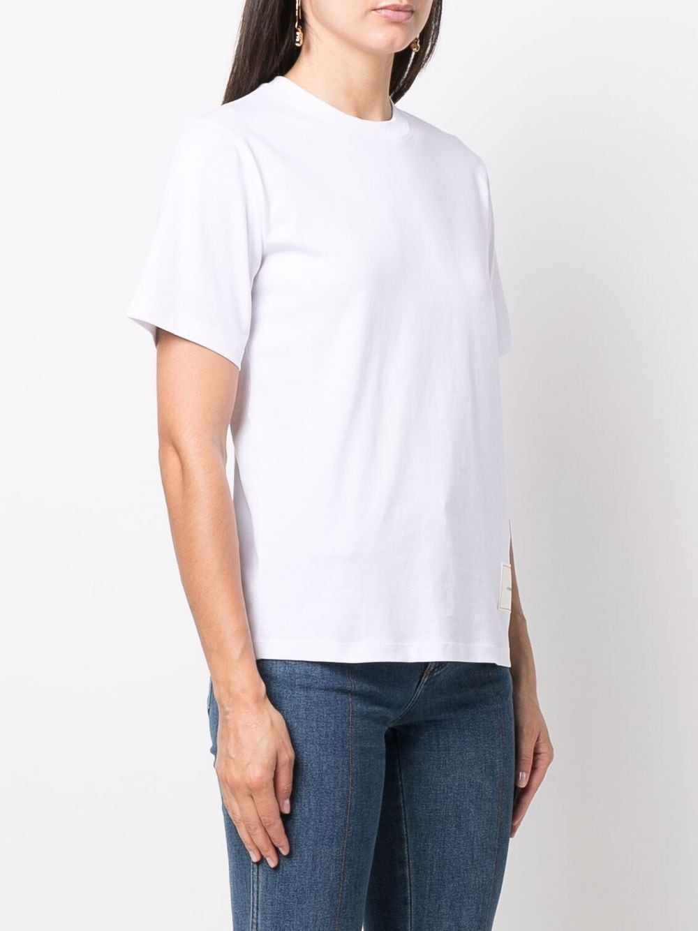 Shop Victoria Beckham Logo Patch Organic Cotton T-shirt In Weiss
