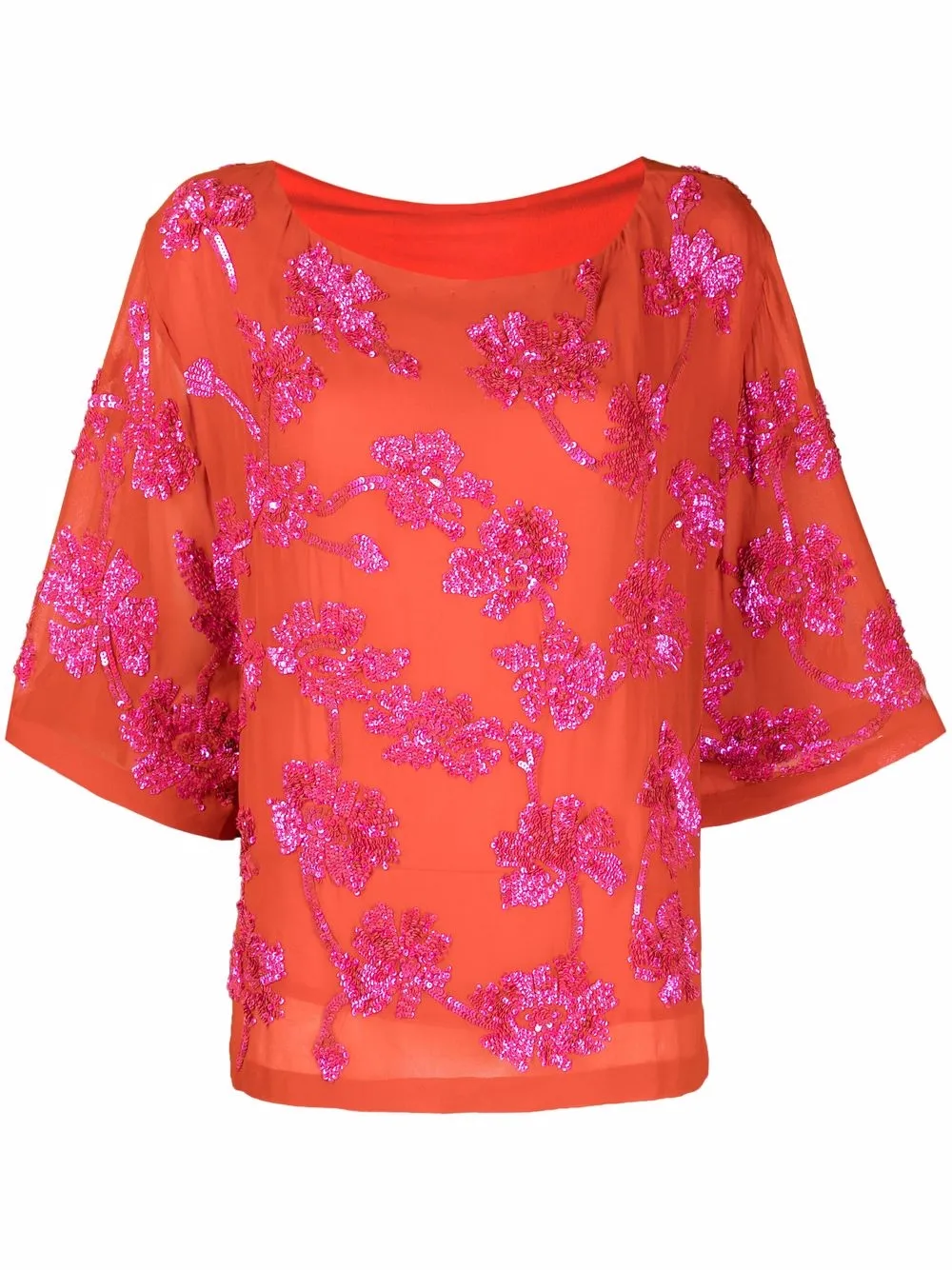 

P.A.R.O.S.H. blusa con mangas anchas y lentejuelas - Rojo