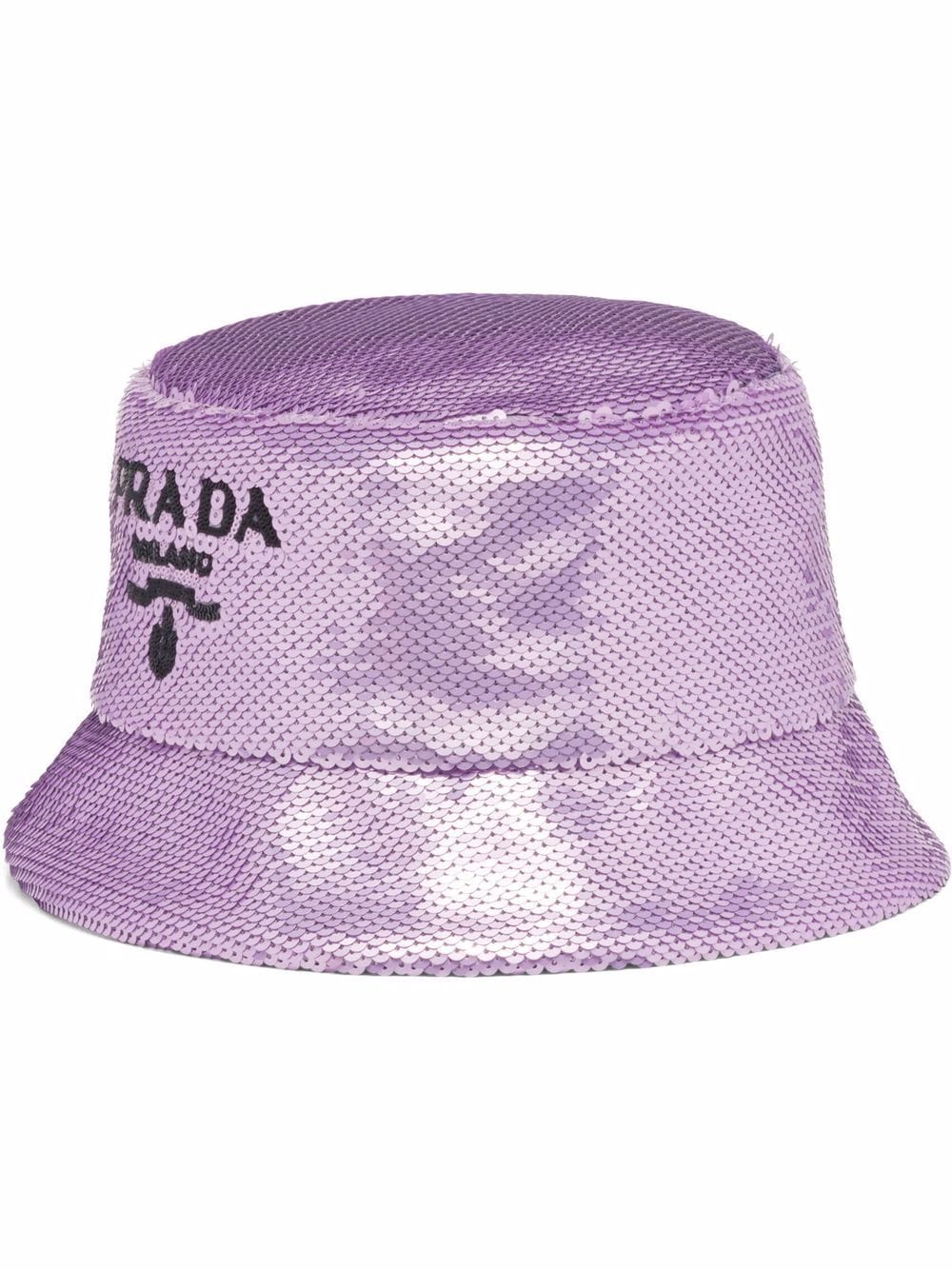 PRADA/プラダ スパンコール ロゴ バケット ハットファブリック