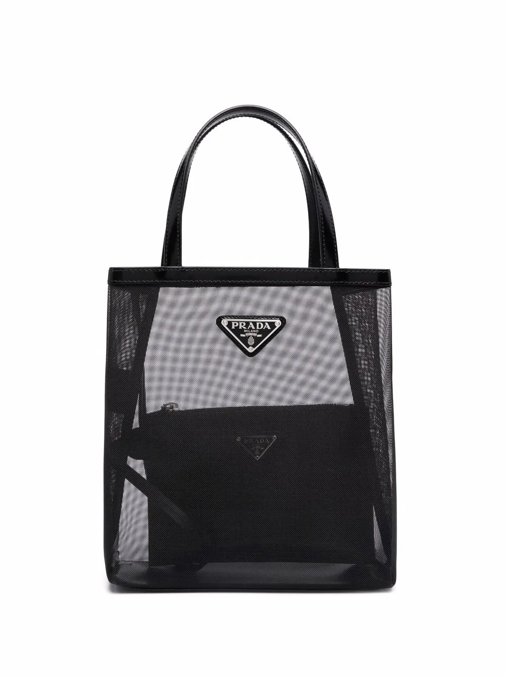 prada small sequined mesh tote bag