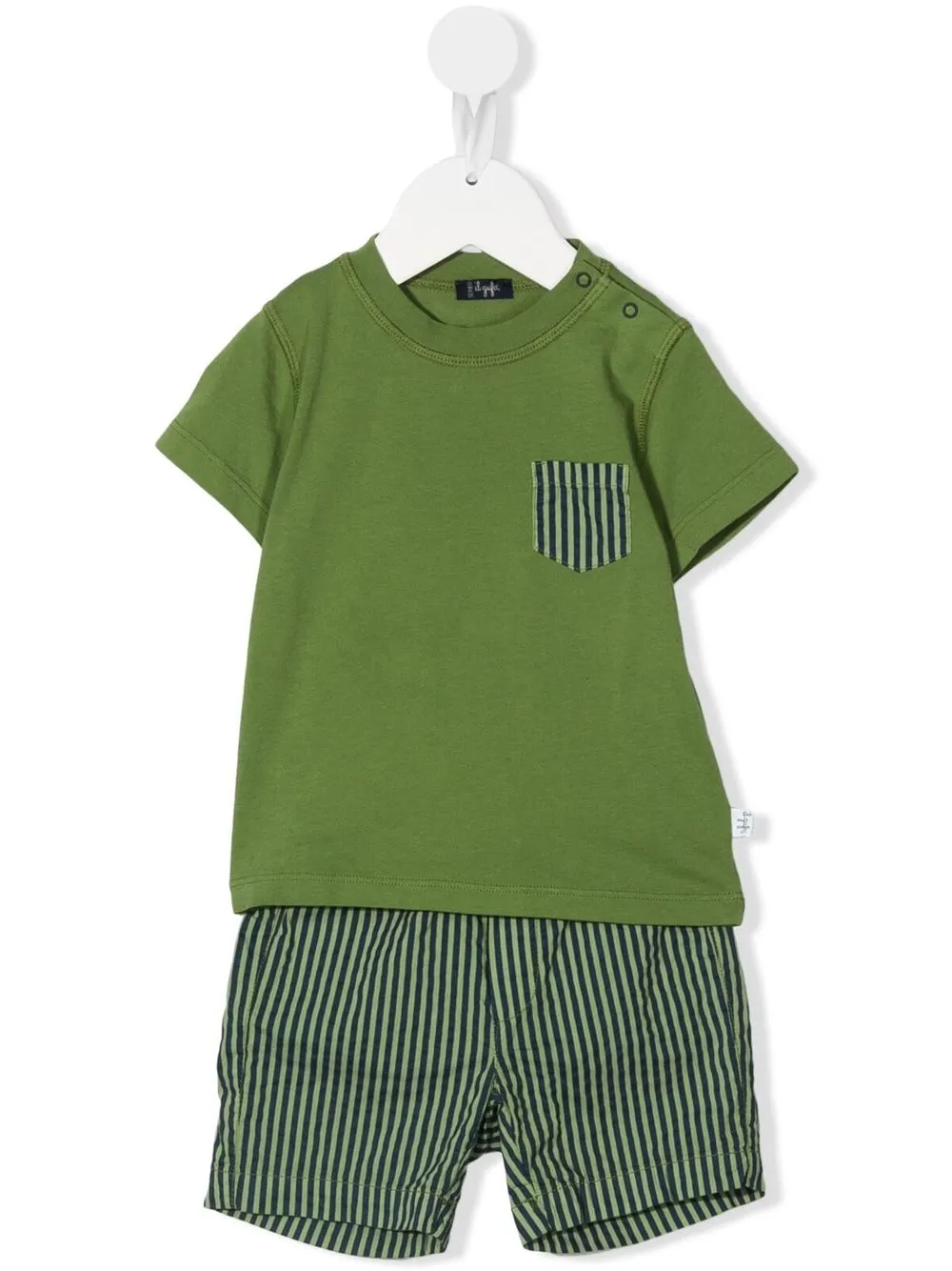 

Il Gufo set de shorts y playera con detalle a rayas - Verde