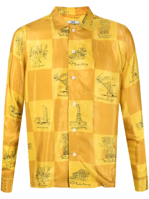 BODE illustration-style print silk shirt