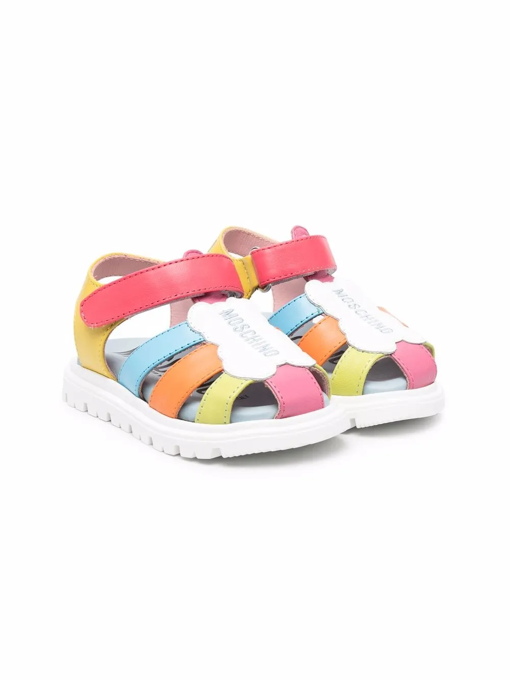 

Moschino Kids sandalias con tiras cruzadas y logo - Rosado