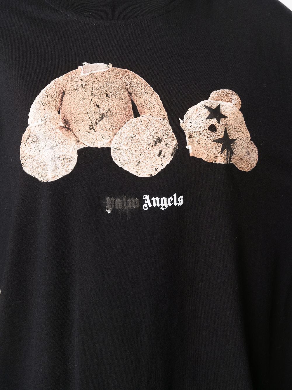 Palm Angels White T-shirt With Plush Embroidery Bear X-eyes 