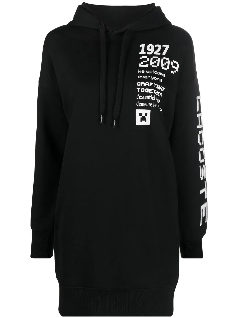 

Lacoste vestido estilo hoodie Minecraft con estampado gráfico - Negro