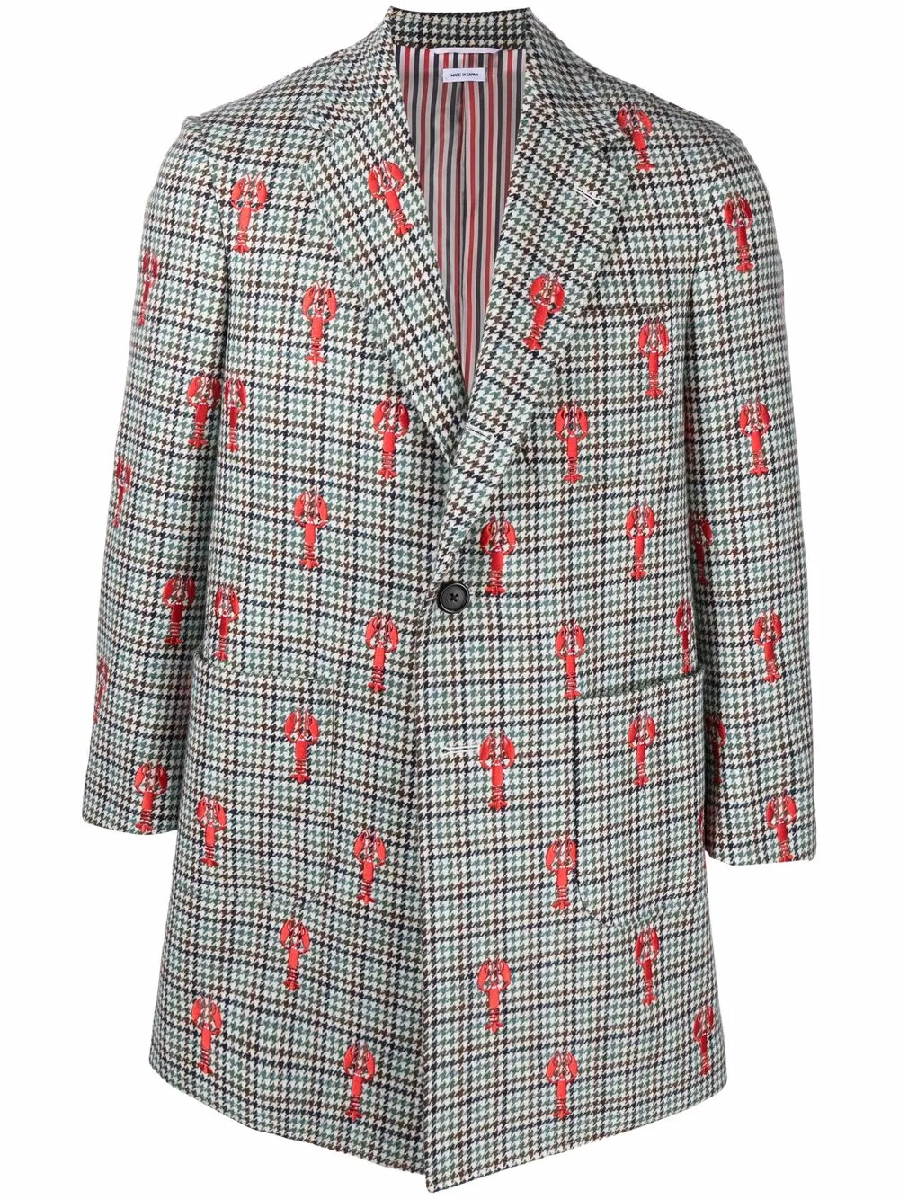 Thom Browne Shrunken Sack Embroidered Lobster Coat In Multicolour