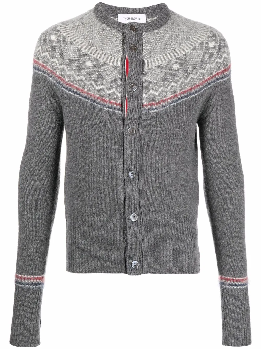 

Thom Browne cárdigan tejido fair isle - Gris