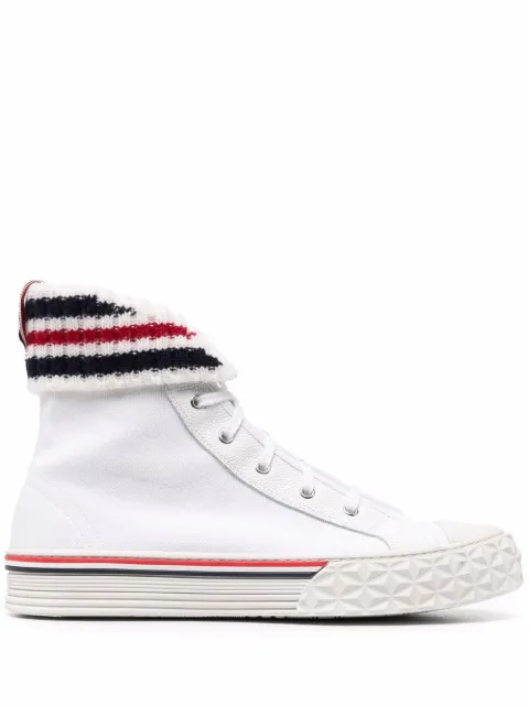 Thom Browne tartan-sole RWB stripe sneakers