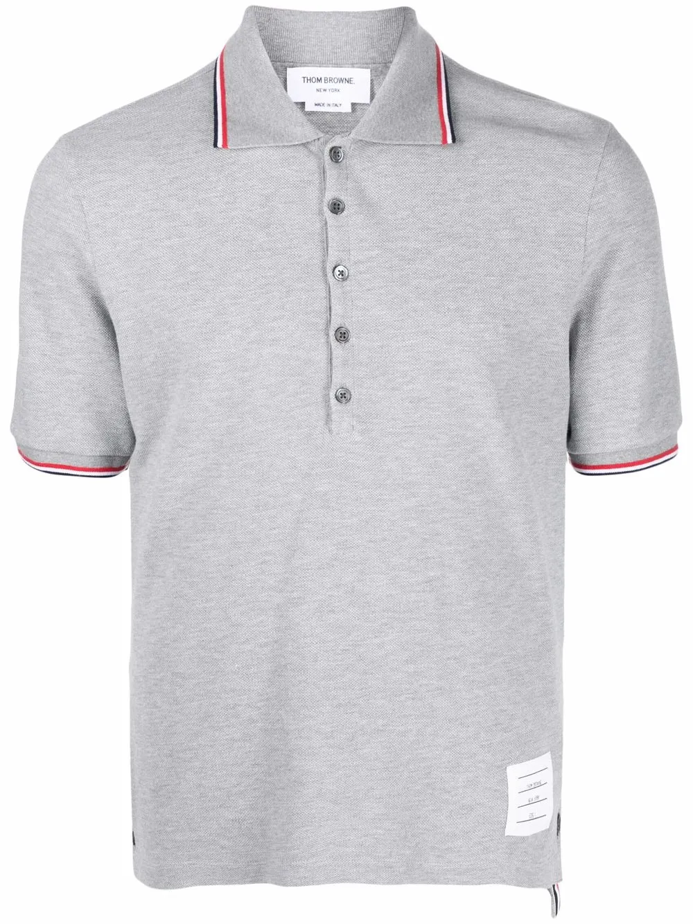 

Thom Browne playera tipo polo con tres rayas - Gris