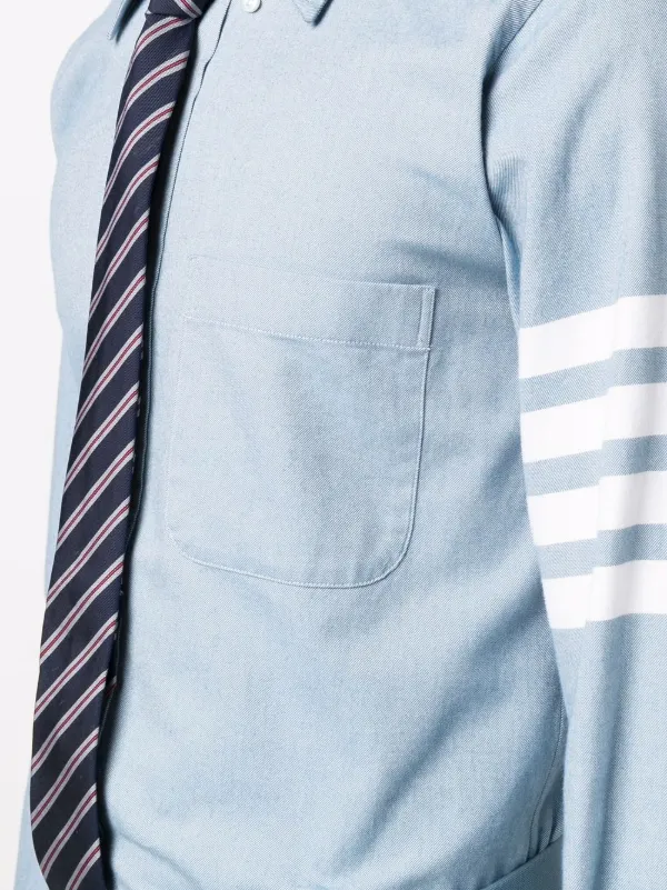 ✨希少・イタリア製✨Thom Browne 4BAR シャツ ブルー Thom Browne 4-Bar long-sleeve Shirt | Blue | FARFETCH