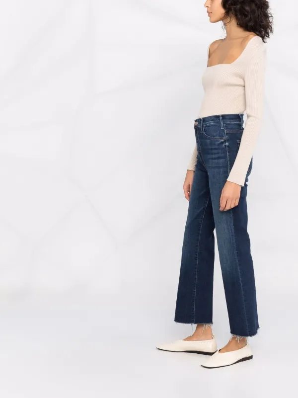 MOTHER Frayed Hem Straight Leg Jeans 