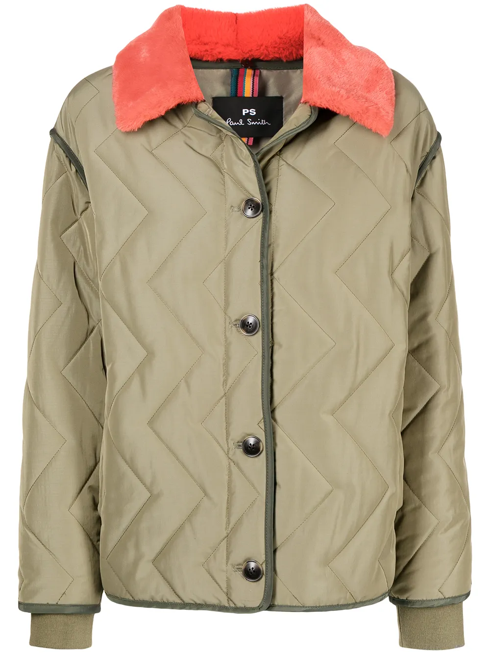 

PS Paul Smith faux-fur collar jacket - Green