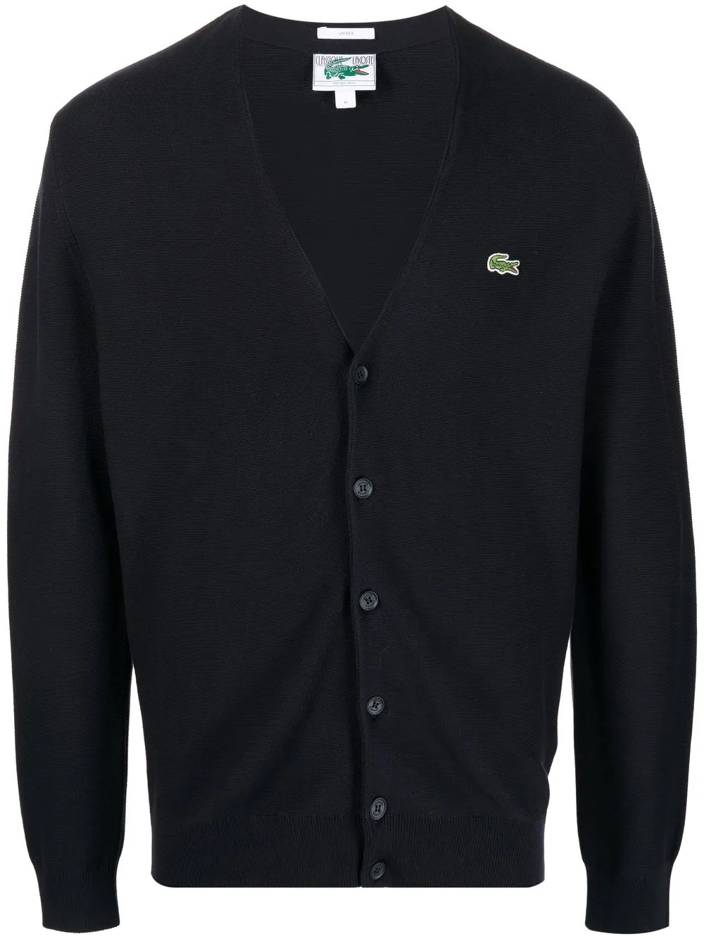 

Lacoste cárdigan tejido fino con parche del logo - Azul