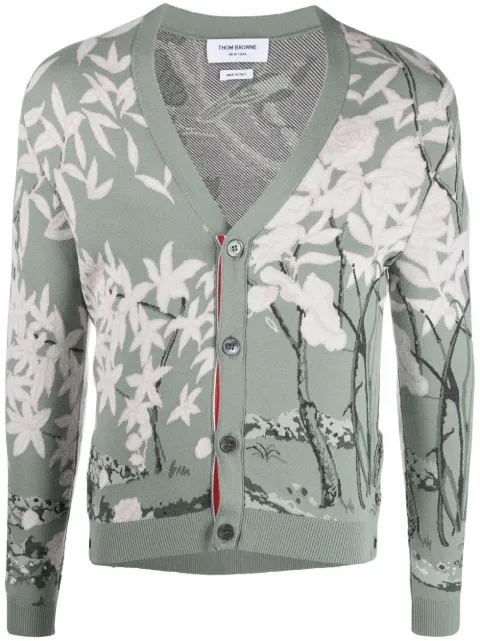 Thom Browne intarsia-knit long-sleeve cardigan