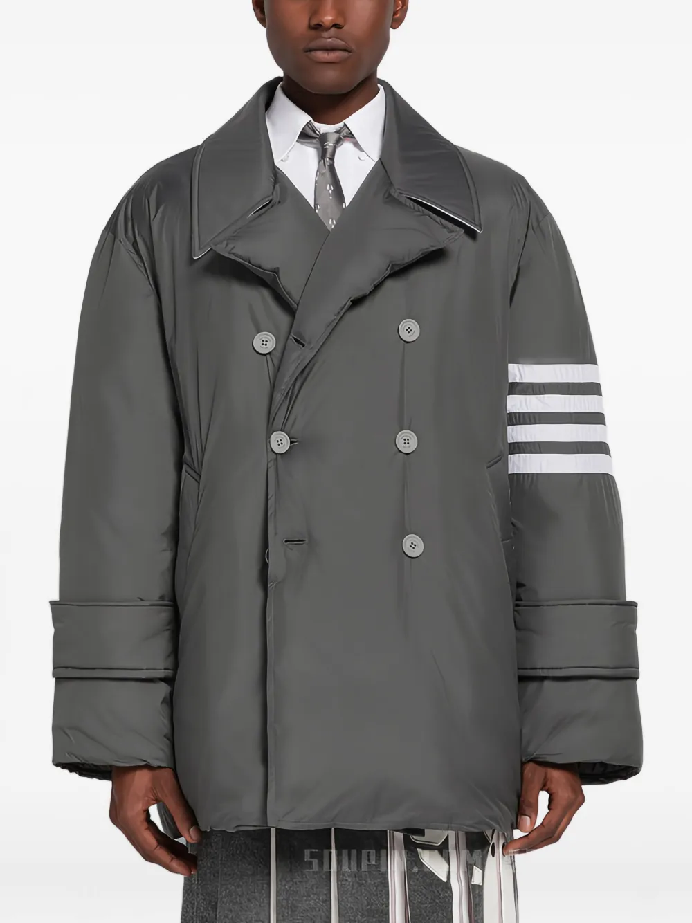 Thom Browne double-breasted coat | Grey | Image 1