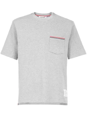 Thom Browne RWB stripe-trim Pocket T-shirt | Grey | FARFETCH