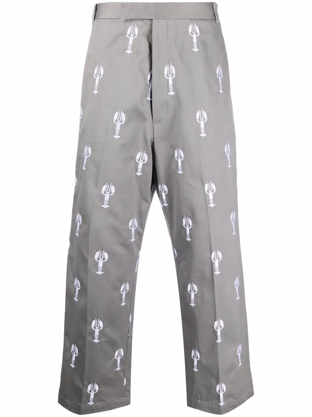 

Thom Browne lobster-embroidered satin trousers - Grey